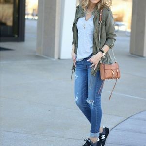 Max Jeans Women XS Utility Jacket Eyelet Trim Cargo Tencel Sage Green Olive